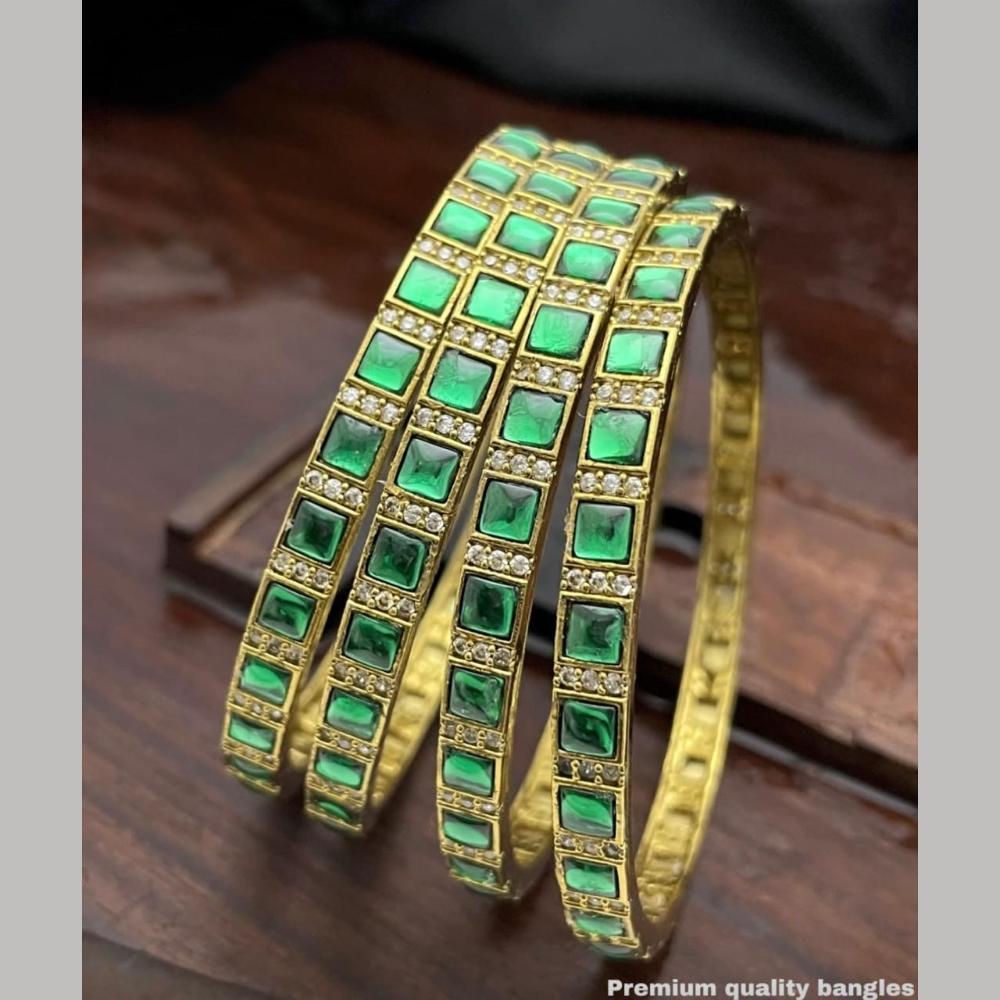 Sona Covering Gold Plated Pota Stone And Austrian Stone Bangles Set