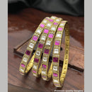 Sona Covering Gold Plated Pota Stone And Austrian Stone Bangles Set
