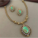 Sona Covering Glamorous Gold Plated Crystal Stone Necklace Set