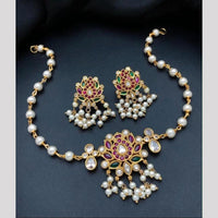 Sona Covering Glamorous Gold Plated Crystal Stone And Pearl Necklace Set