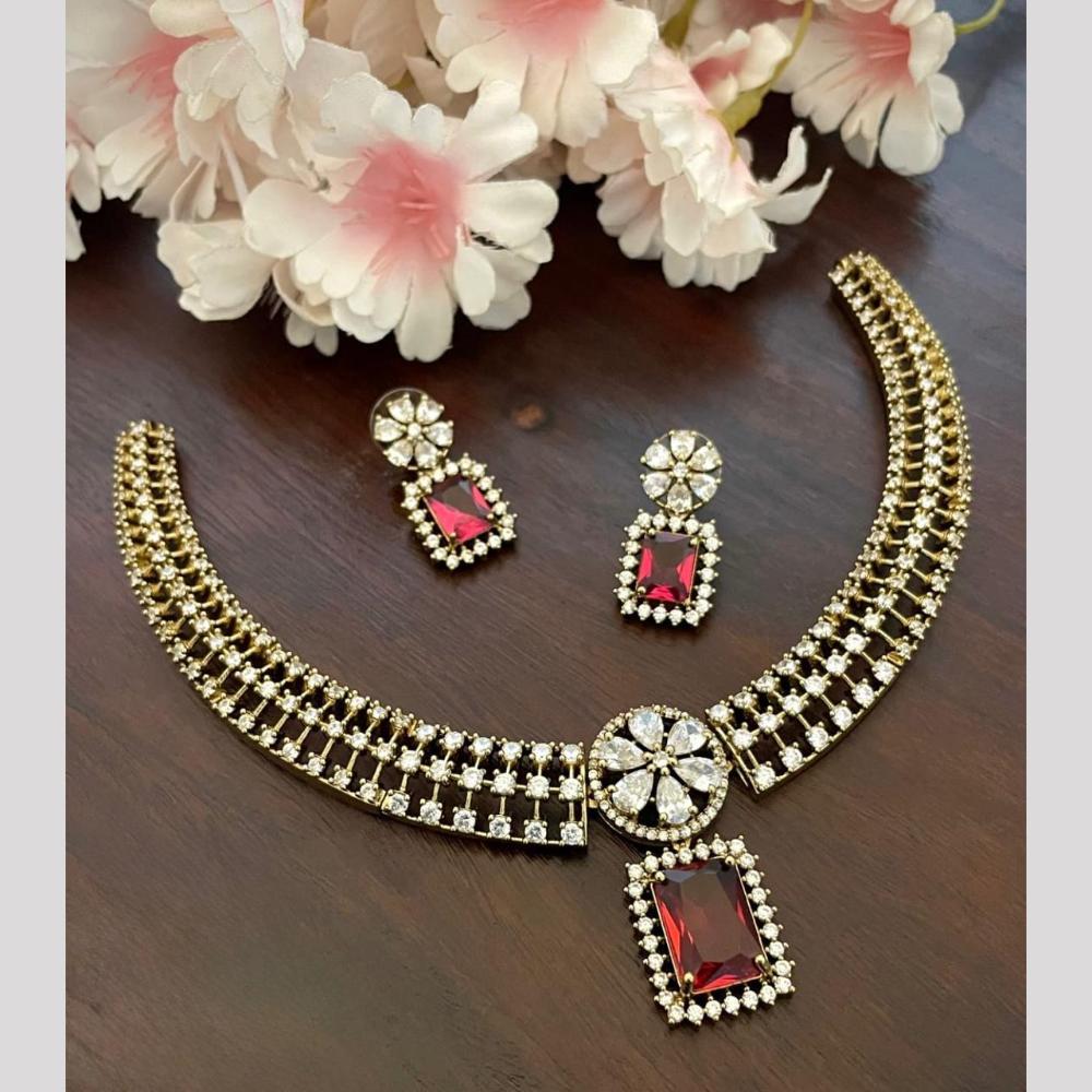 Sona Covering American Diamond Necklace Set with Matching Earrings