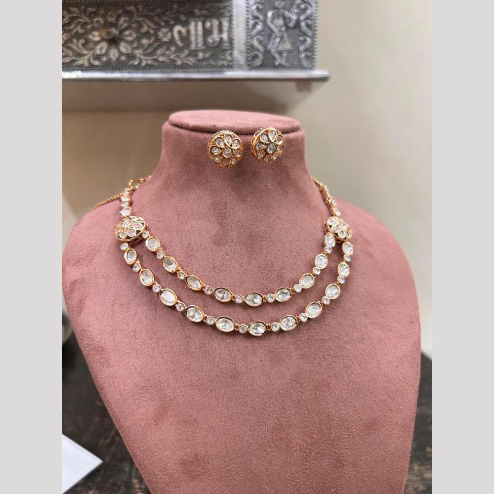 Sona Covering Designer Polki Kundan Stone Jewellery Necklace Set