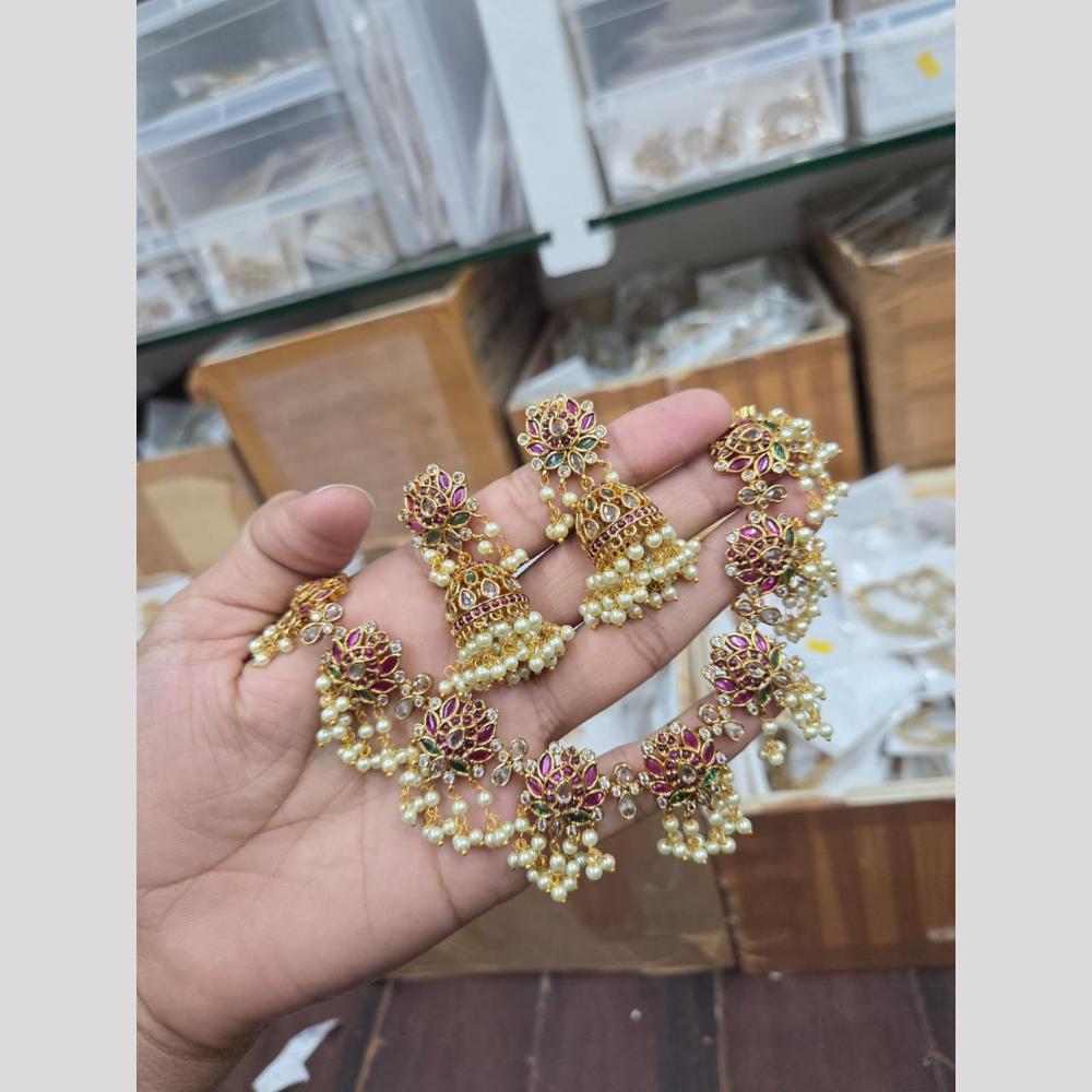 Sona Covering Luxury  Pota Stone And Pearl Necklace Set