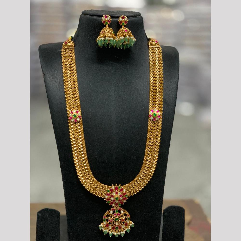 Sona Covering Luxury  Pota Stone Pearl And Beads Long Necklace Set