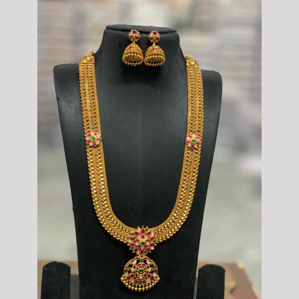 Sona Covering Luxury  Pota Stone Pearl And Beads Long Necklace Set