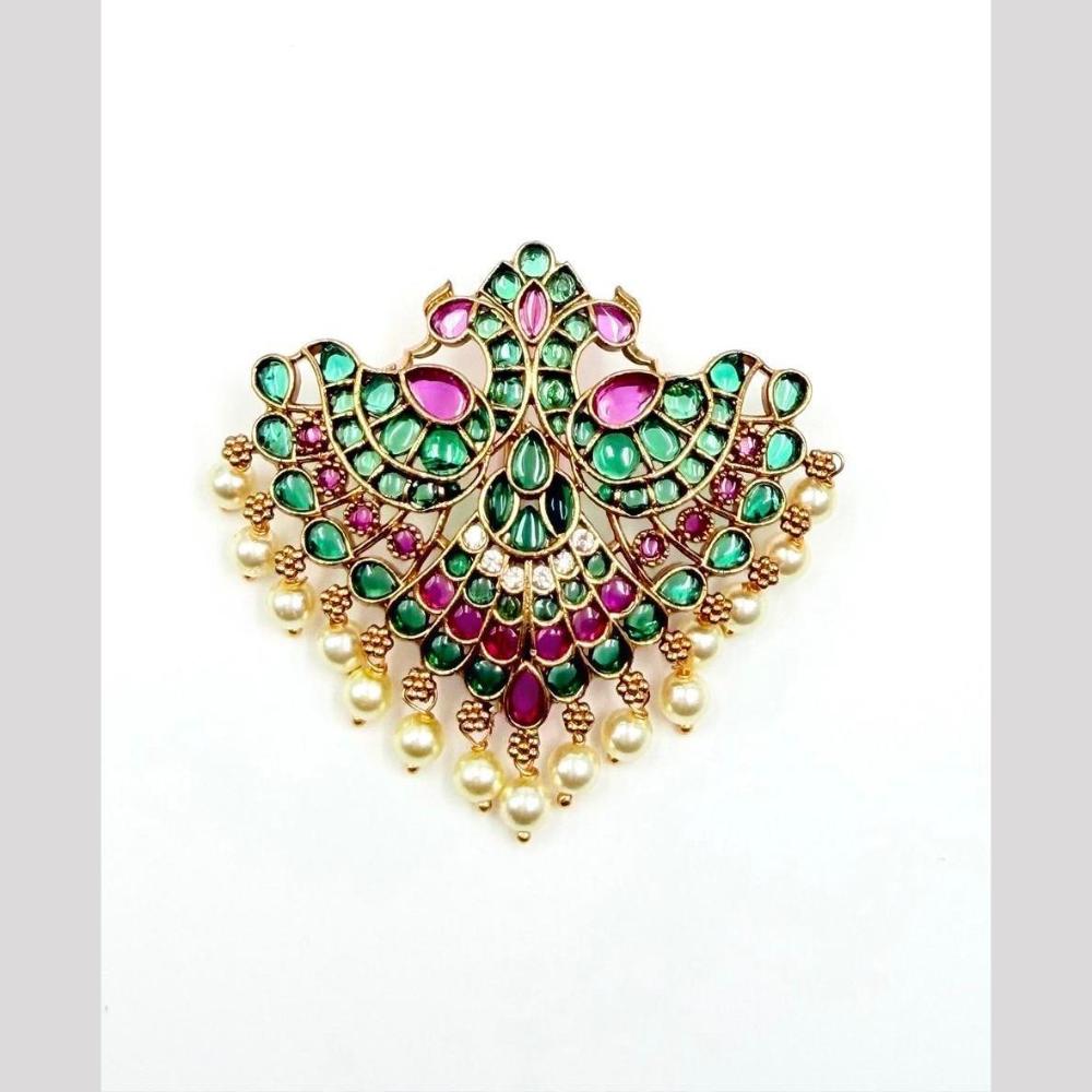 Sona Covering Ethnic Pota Stone And Pearl Hair Accessory
