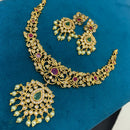 Sona Covering Sparkling Austrian Stone And Pota Stone Pearl Elegant Necklace Set