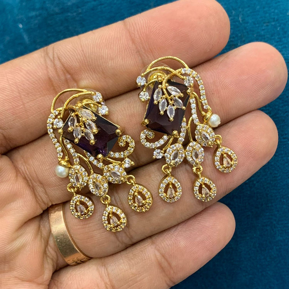 Sona Covering Graceful Crystal Stone And Pearl Dangler Earrings