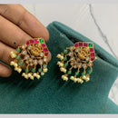 Sona Covering Royal Pota Stone And Pearl Temple Dangler Earrings