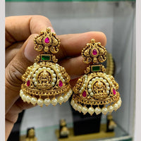 Sona Covering Premium Pota Stone Pearl Temple Jhumki Earrings