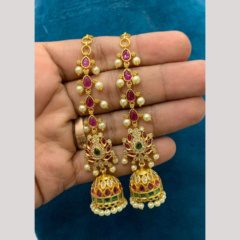 Sona Covering Traditional Pota Stone And Pearl Jhumki Earrings for Women