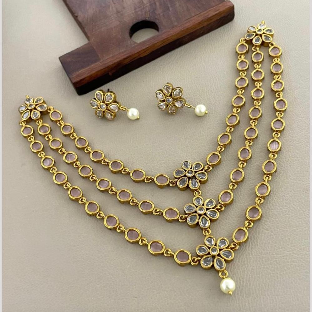 Sona Covering Delicate Pota Stone And Pearl Necklace Set