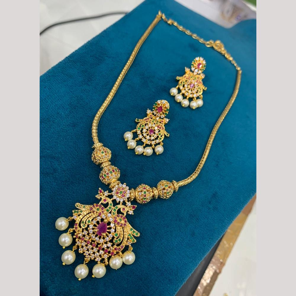 Sona Covering Delicate Austrian Stone And Pearl Necklace Set 