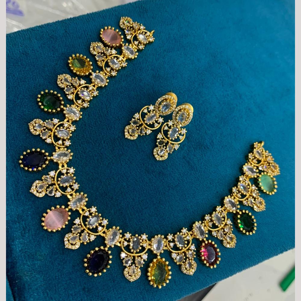 Sona Covering Delicate Pota Stone Necklace Set