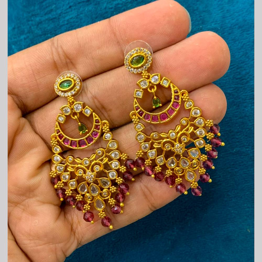Sona Covering Elegant Pota Stone And Pearl Dangler Earrings