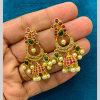 Sona Covering Elegant Pota Stone And Pearl Jhumki Earrings