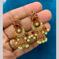 Sona Covering Elegant Pota Stone And Pearl Jhumki Earrings
