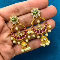 Sona Covering Elegant Pota Stone And Pearl Jhumki Earrings