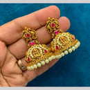 Sona Covering Elegant Pota Stone And Pearl Temple Jhumki Earrings