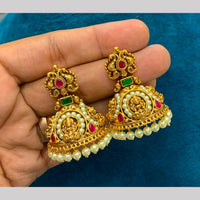 Sona Covering Elegant Pota Stone And Pearl Temple Jhumki Earrings