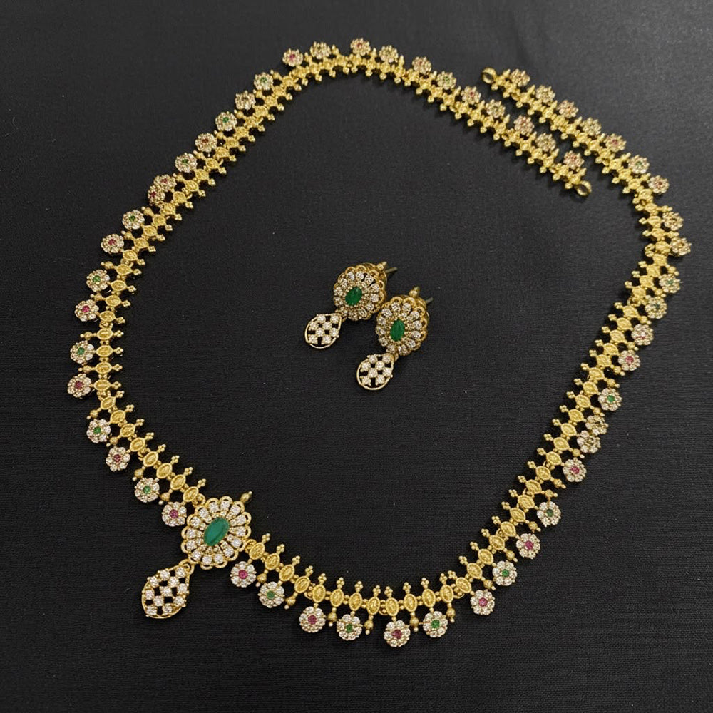 Sona Covering Delicate Pota Stone Long Necklace Set