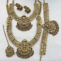 Sona Covering Grand Pota Stone And Pearl Temple Inspired Necklace Combo Set