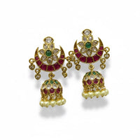 Sona Covering Royal Pota Stone And Pearl Jhumki Earrings