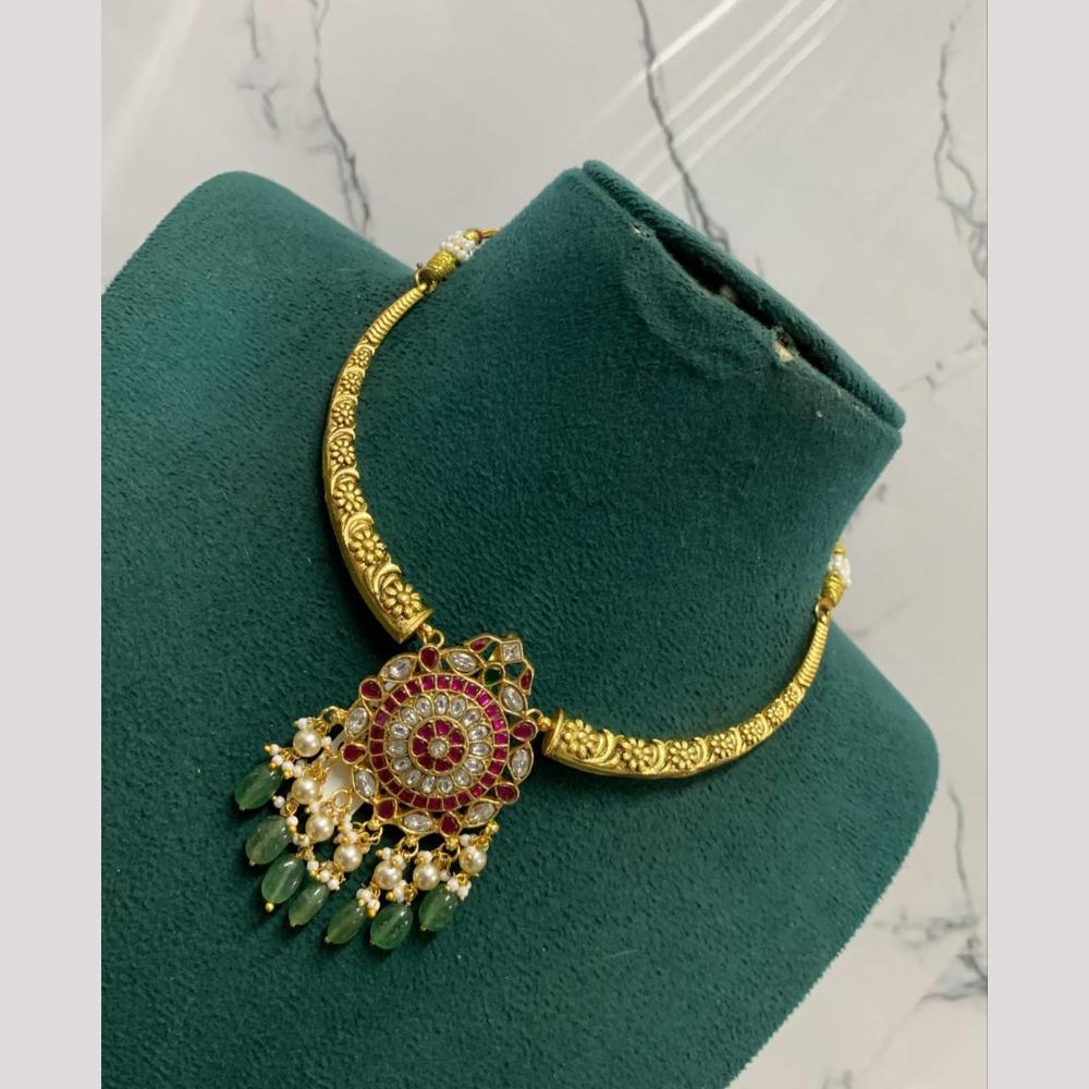 Sona Covering  Pota And Kundan Stone Necklace Set