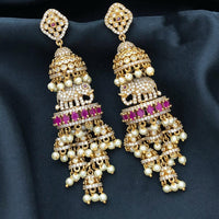 Sona Covering Elephant Austrian Stone And Pearl Jhumki Earrings