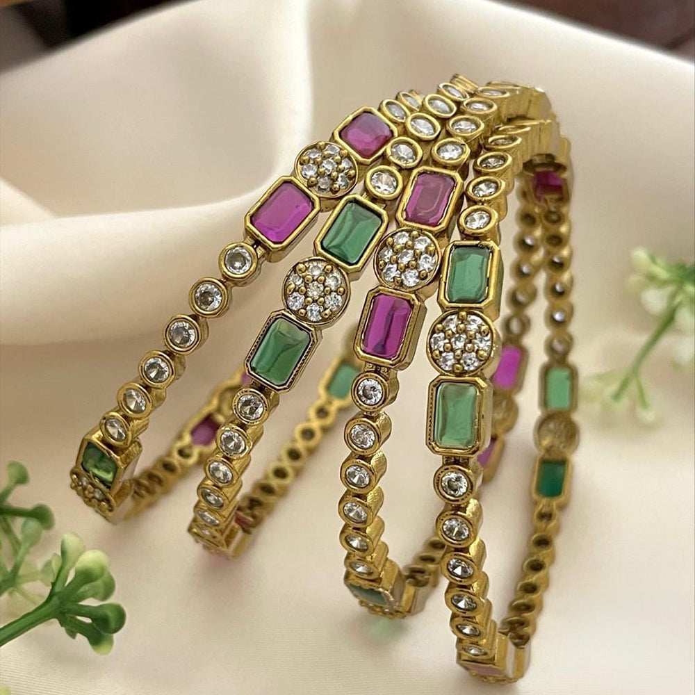 Sona Covering Elegance Glow Austrain And Pota Stone Bangles Set