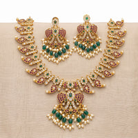 Sona Covering Delicate Pota Stone And Beads Necklace Set