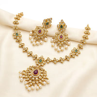 Sona Covering Elegant Austrian Stone And Pearl Necklace Set