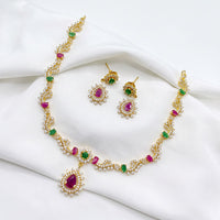 Sona Covering Premium American Diamond Designer Necklace Set