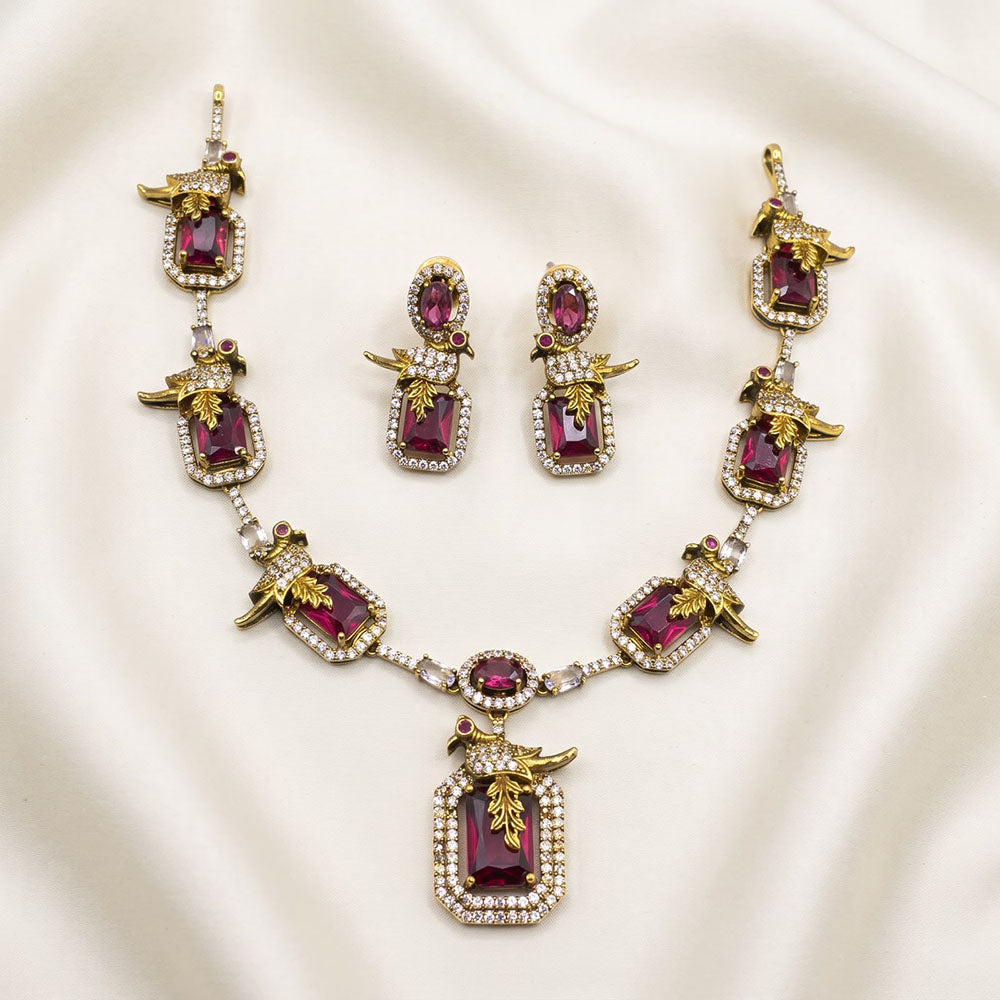 Sona Covering Premium American Diamond Designer Necklace Set