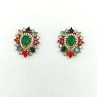 Sona Covering Sparkle Multi Color Pota Stone Studs Earrings