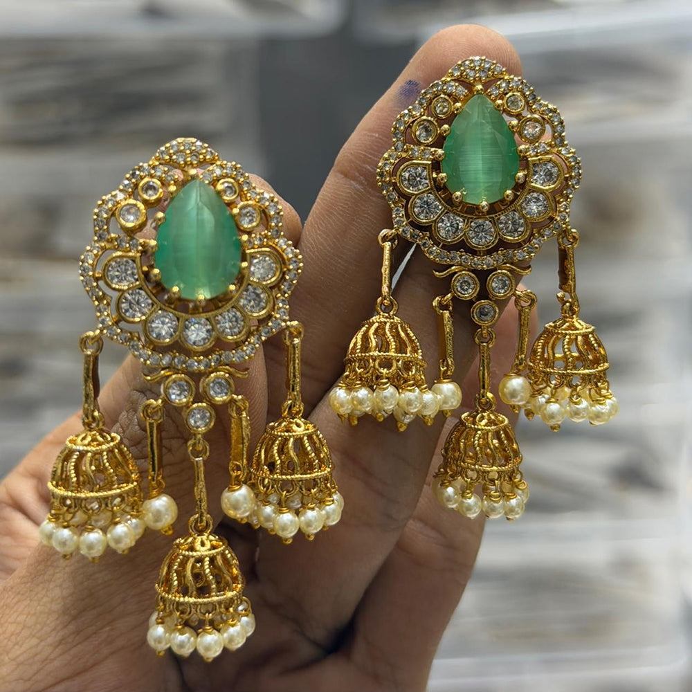 Sona Covering Traditional Pota Stone And Pearl Jhumki Earrings