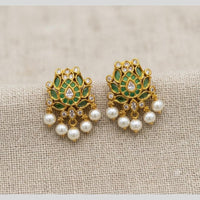 Sona Covering Elegant Pota Stone And Pearl Dangler Earrings