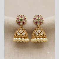 Sona Covering Elegant Pota Stone And Pearl Jhumki Earrings