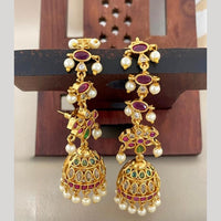 Sona Covering Elegant Pota Stone And Pearl Jhumki Earrings