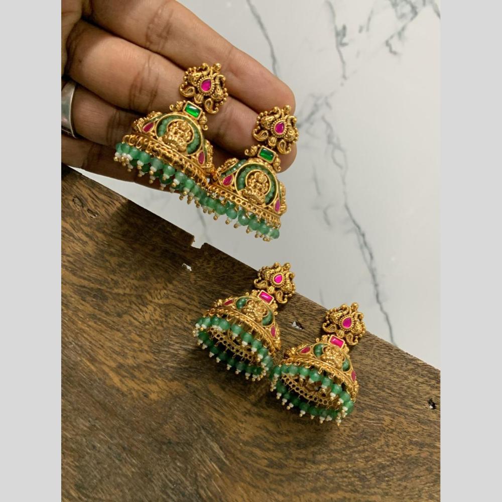 Sona Covering Elegant Pota Stone And Pearl Jhumki Earrings