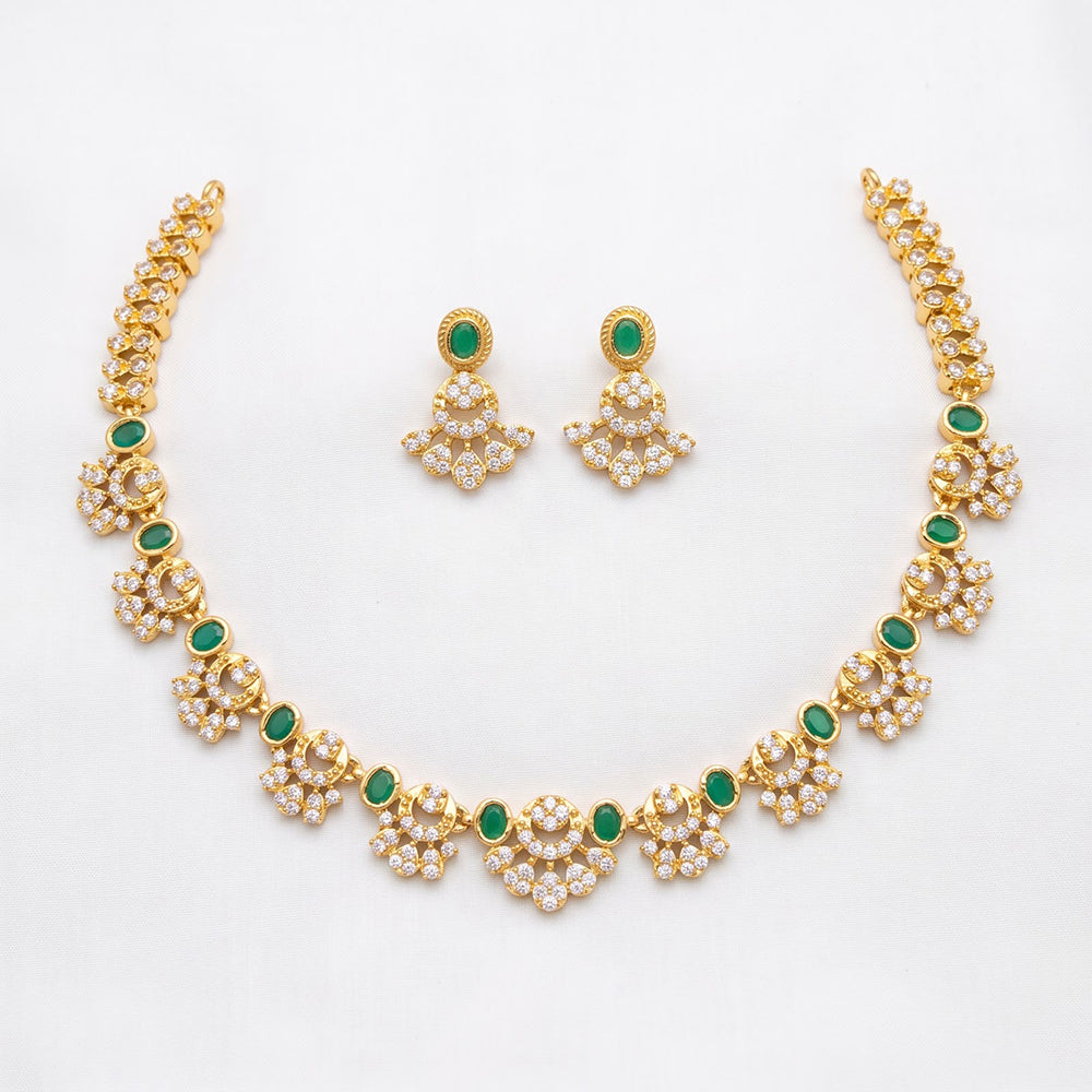 Sona Covering Elegant Pota Stone And Austrian Stone Necklace Set