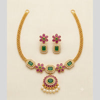 Sona Covering Elegant Pota Stone And Pearl Necklace Set