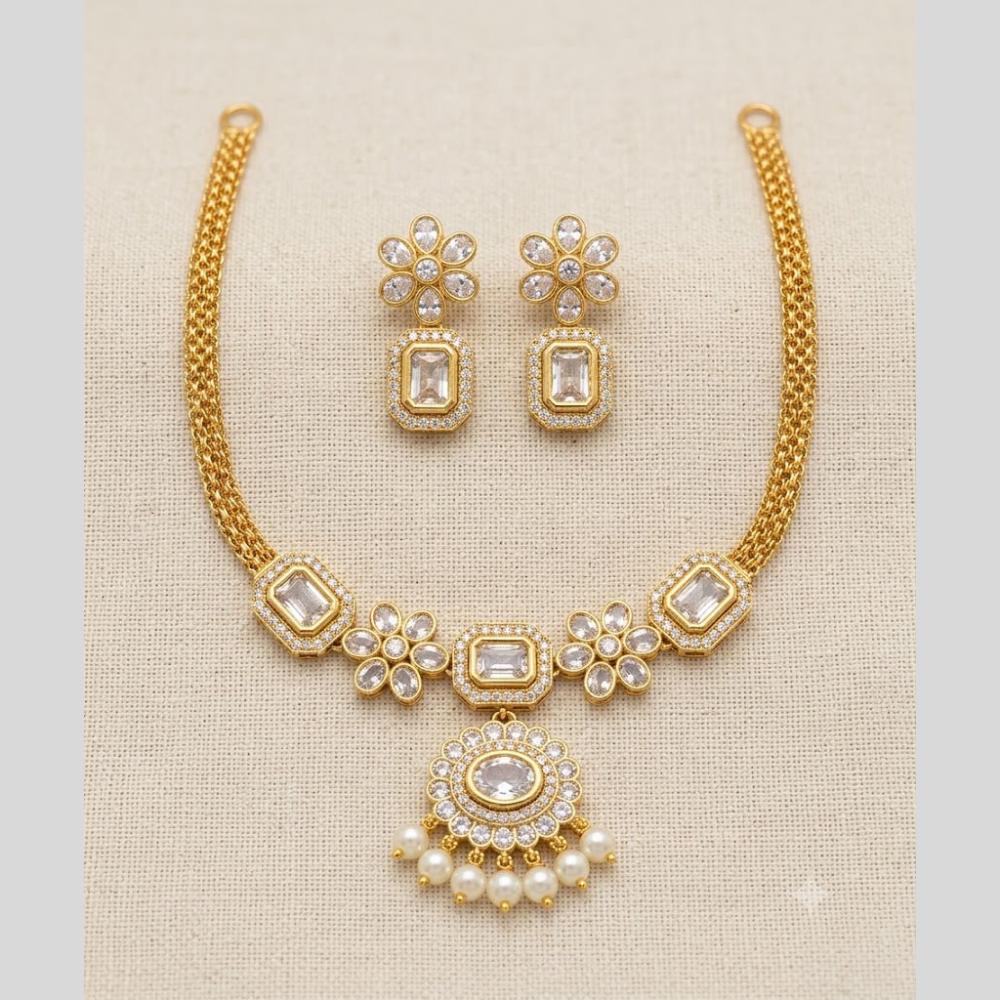 Sona Covering Elegant Pota Stone And Pearl Necklace Set