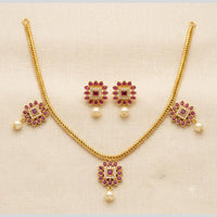 Sona Covering Elegant Pota Stone And Austrian Stone Pearl Necklace Set