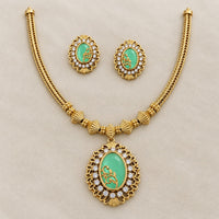 Sona Covering Elegant Pota Stone And Austrian Stone Necklace Set