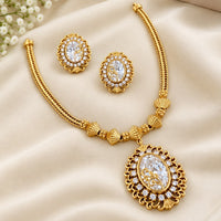 Sona Covering Elegant Pota Stone And Austrian Stone Necklace Set