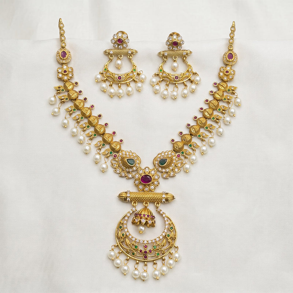Sona Covering Elegant Pota Stone And Beads Necklace Set