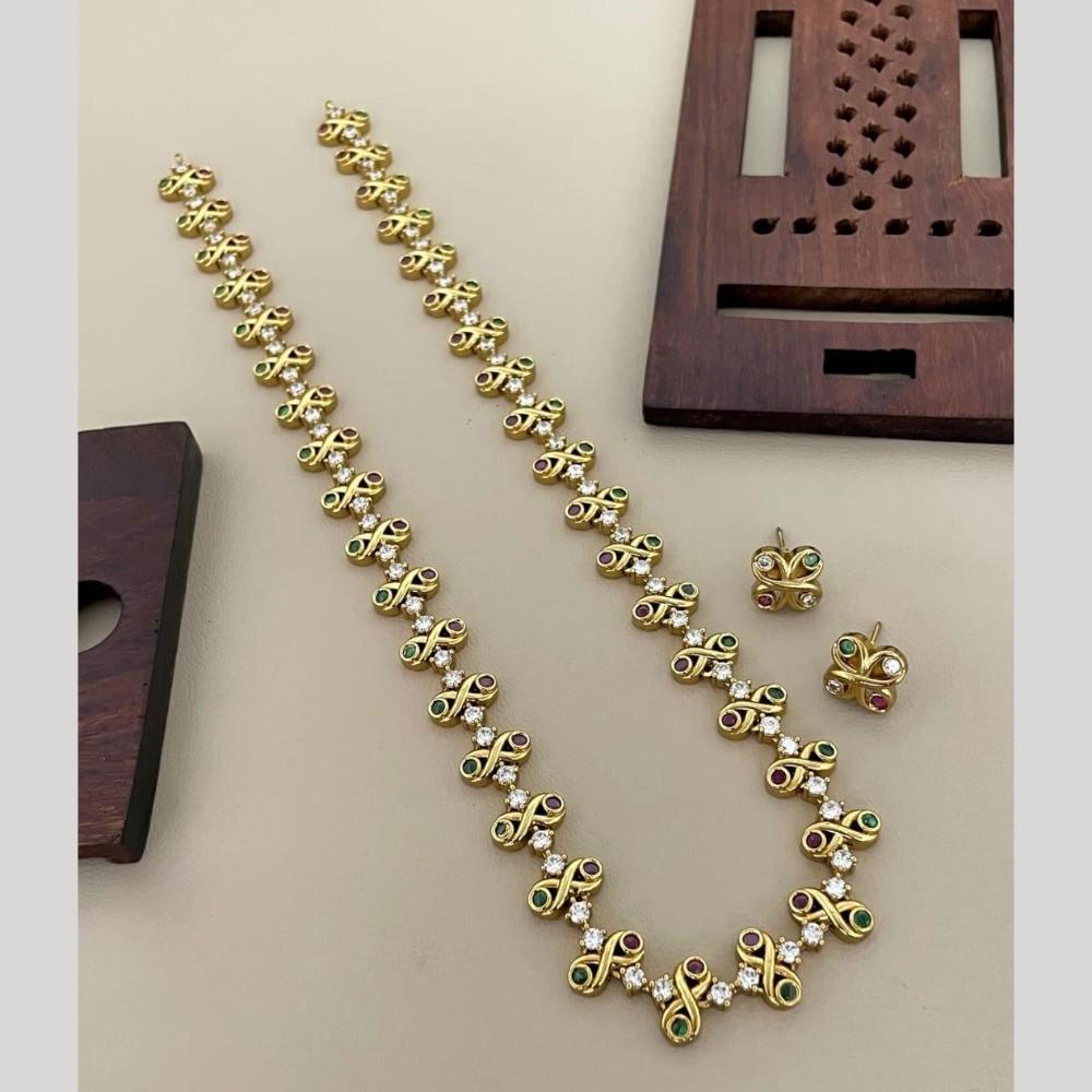 Sona Covering Elegant Pota Stone Long Necklace Set