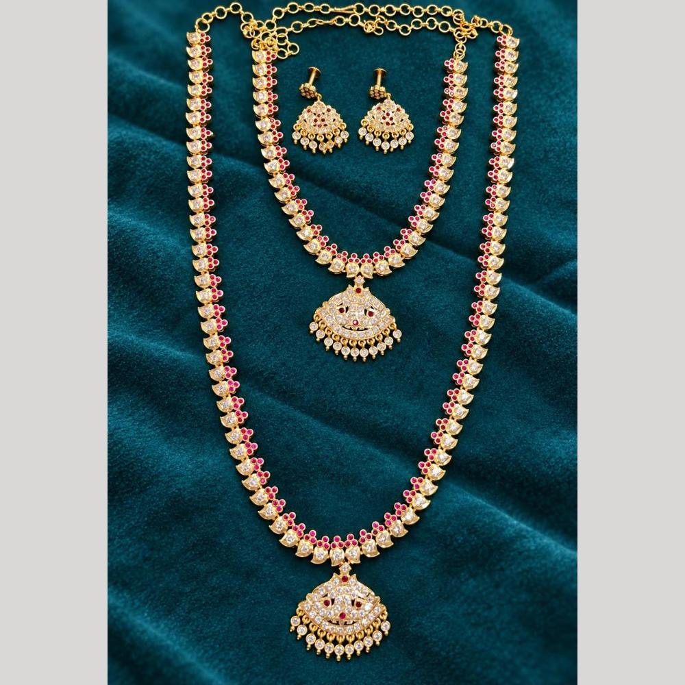 Sona Covering Elegant Pota Stone And Pearl Long Necklace Set