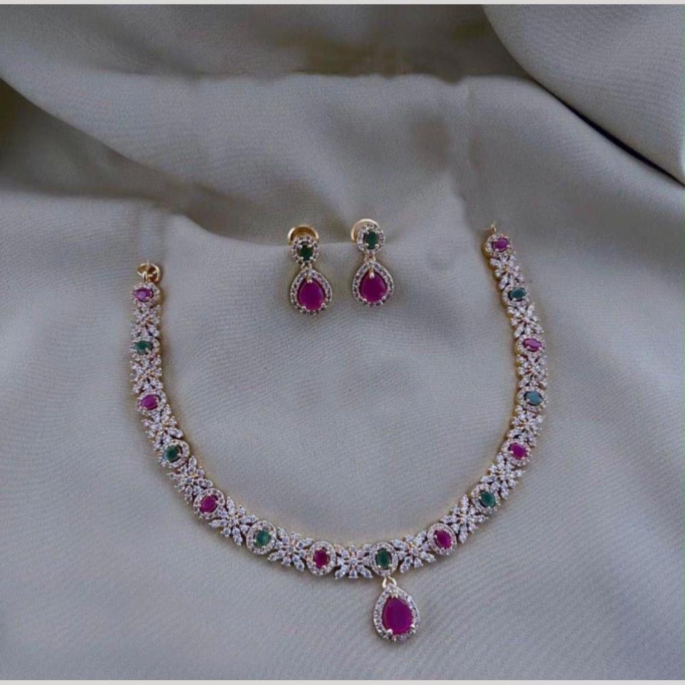Sona Covering Classic American Diamond Designer Jewellery Necklace Set
